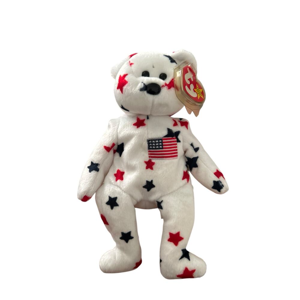 TY Beanie Baby -Glory the Bear (1998) - Retired Patriotic Star Bear w/ Mint Tags